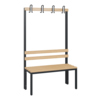 C+P Umkleidebank Solid Holz 1.000 x 1.716 x 412 mm (B x H x T) ohne Schuhrost 4 Doppelhaken Produktbild pa_produktabbildung_1 S