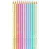 Buntstifte in Pastellfarben mit glitzerndem Design, angeordnet in einer Reihe.