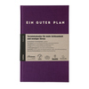 Violetter Buchkalender mit der Aufschrift „EIN GUTER PLAN“ für Achtsamkeit und Stressbewältigung.