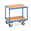 Etagenwagen mit zwei Plattformen, 400 mm Abstand, auf Rollenlager mit grauen Rädern.
