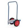 Transportroller mit U-förmiger Stahlblech-Konstruktion, Filzbelag und Schiebebügel.