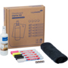 Starterset für Glasboard mit Reinigungs- und Schreibmaterialien sowie Magneten in Verpackung.