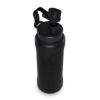 Schwarze Satch Trinkflasche XL mit abnehmbarer Kappe und Tragegriff von oben sichtbar.