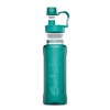 Satch Trinkflasche XL in türkis mit abgebildetem Schraubverschluss und ausklappbarem Deckel.