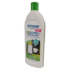 Flasche mit Heitmann Entkalker, auf weißem Hintergrund, mit grünem Deckel und Produktinformationen.