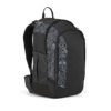 Satch Schulrucksack air Street Ink in Schwarz mit grafischen Details, seitlich betrachtet.