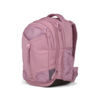 Rosa Schulrucksack mit floralem Design und Volumenerweiterung auf der Seite.