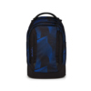 Schulrucksack in Seismic Blue mit geometrischem Muster und mehreren Fächern.