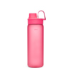 Pinkfarbene Sporttrinkflasche mit einem Volumen von 650 ml und einem Schraubverschluss.