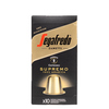 Espressokapseln in einer schwarzen Verpackung mit goldener Kapsel und der Bezeichnung Supremo.