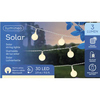 Solar-Lichterkette mit 30 warmweißen LEDs auf einem blauen Hintergrund.