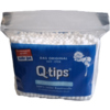Packung mit 160 Q-Tips Wattestäbchen aus 100% Baumwolle im wiederverschließbaren Beutel.