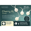 Lichterkette Cherry XL Twinkle mit 30 LED, warmweißem Licht und transparentem Kabel auf Verpackung.