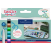 Verpackung des Faber-Castell Layoutmarker Sets mit verschiedenen Markern sichtbar.