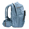 Schulrucksack BYTE Bloomy Daisy in blauer Farbe, seitliche Ansicht mit gepolsterten Gurten.