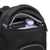 Schulrucksack COOCAZOO BYTE Black Coal mit offenem Oberteil und organisiertem Inhalt.