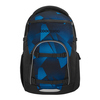 Schulrucksack in Schwarz-Blau mit ergonomischem Design und mehreren Fächern für digitales Zubehör.