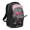Schulrucksack COOCAZOO EVERY in schwarz mit rosa Details und vorne offenem Organizerfach.