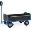 Handwagen aus Stahl mit wasserfestem Sperrholz, Drehschemel-Lenkung und pannensicheren Rädern.