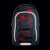 Schulrucksack von COOCAZOO in Broken Black mit reflektierenden Streifen und mehreren Fächern.