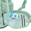 Schulrucksack mit Sichtfach für Ausweis oder Ticket und seitlichem Netzmaterial.