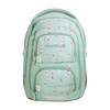 COOCAZOO Schulrucksack PORTER in mintgrün mit bunten Punkten, frontal abgebildet.