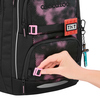 Schulrucksack PORTER in Pink mit abnehmbaren Verschlüssen und Dekoration.