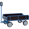 Handwagen aus Stahlrohr mit Sperrholz-Boden, Drehschemel-Lenkung und Sicherheitsdeichsel.