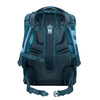 Rückenansicht des COOCAZOO Schulrucksacks MATE Aqua Flow mit ergonomischen Polstern und Trägern.