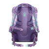 Geräumiger Schulrucksack in lila mit ergonomischem Rückenpolster und Einstellmechanismen.