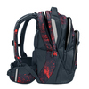 Schulrucksack MATE von COOCAZOO in Broken Black, seitliche Ansicht mit mehreren Fächern und Riemen.