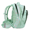 COOCAZOO Schulrucksack MATE in mintgrüner Farbe mit bunten Punkten, seitliche Ansicht.