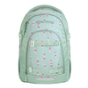 Schulrucksack von COOCAZOO in mintgrün mit bunten Punkten, frontale Ansicht.