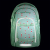 Schulrucksack COOCAZOO MATE in mintgrün mit bunten Punkten und reflektierenden Flächen.