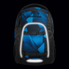 Schulrucksack MATE von COOCAZOO in blau mit geometrischem Muster und reflektierenden Elementen.
