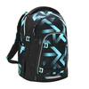 Schulrucksack MATE von COOCAZOO in schwarz mit blauem geometrischen Muster und mehreren Fächern.