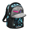 Schulrucksack MATE von COOCAZOO mit geöffnetem Hauptfach und einer Fronttasche, bunt designt.