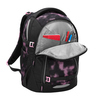 Schulrucksack COOCAZOO MATE in Pink Illusion, geöffnet mit Sicht auf Fächer und Inhalt.