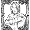 Ausmalbild aus dem Buch "Harry Potter - Zauberhafte Ausmalwelt" mit Rahmen und Illustrationen.