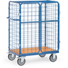 Transportwagen mit Doppelflügeltüren, Drahtgitter und Rolluntergestell, 73 x 155,2 x 116,9 cm.