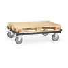 Transportroller mit Paletten-Fahrgestell und vier Lenkrollen für mittelschwere Belastungen.