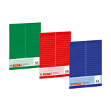 Drei Vokabelhefte in verschiedenen Farben, liniert, im DIN A5-Format.