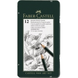Set mit 12 Bleistiften der Serie CASTELL® 9000 in einer grünen Metallbox.