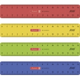 Flexibles, farblich sortiertes Lineal in 15 cm Länge, geeignet für Rechts- und Linkshänder.