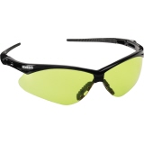 Schutzbrille mit gelben Gläsern und schwarzem Gestell, geeignet für Arbeiten im Freien.