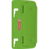 Taschenlocher in kiwi grün mit Linealprägung und Niederhalterfunktion für 2- und 4-fach Lochung.