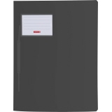 Schnellhefter in onyx schwarz mit Abheftvorrichtung und beschriftbarem Etikett.