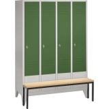 C+P Kleiderspind mit vorgebauter Sitzbank 4 Abteile