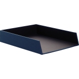 Navyfarbene Briefablage mit geradliniger Form und strukturiertem Außenmaterial.