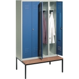 C+P Kleiderspind Classic mit untergebauter Sitzbank 1.190 x 2.090 x 815 mm (B x H x T) 4 Abteile